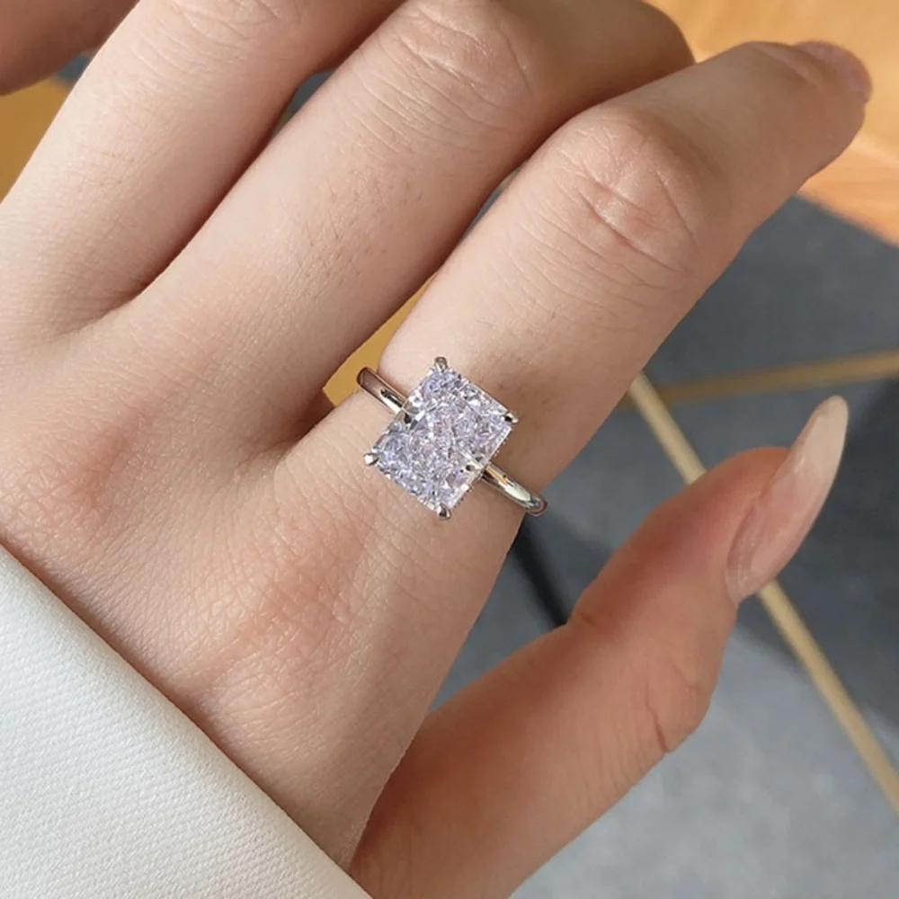 Sterling silver crushed ice cut diamond ring - Picture 5 of 7